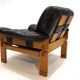 Fauteuil brutaliste cuir et chêne, 1960