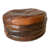 Patchwork leather pouf from the 70s and 80s