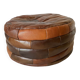 Patchwork leather pouf from the 70s and 80s