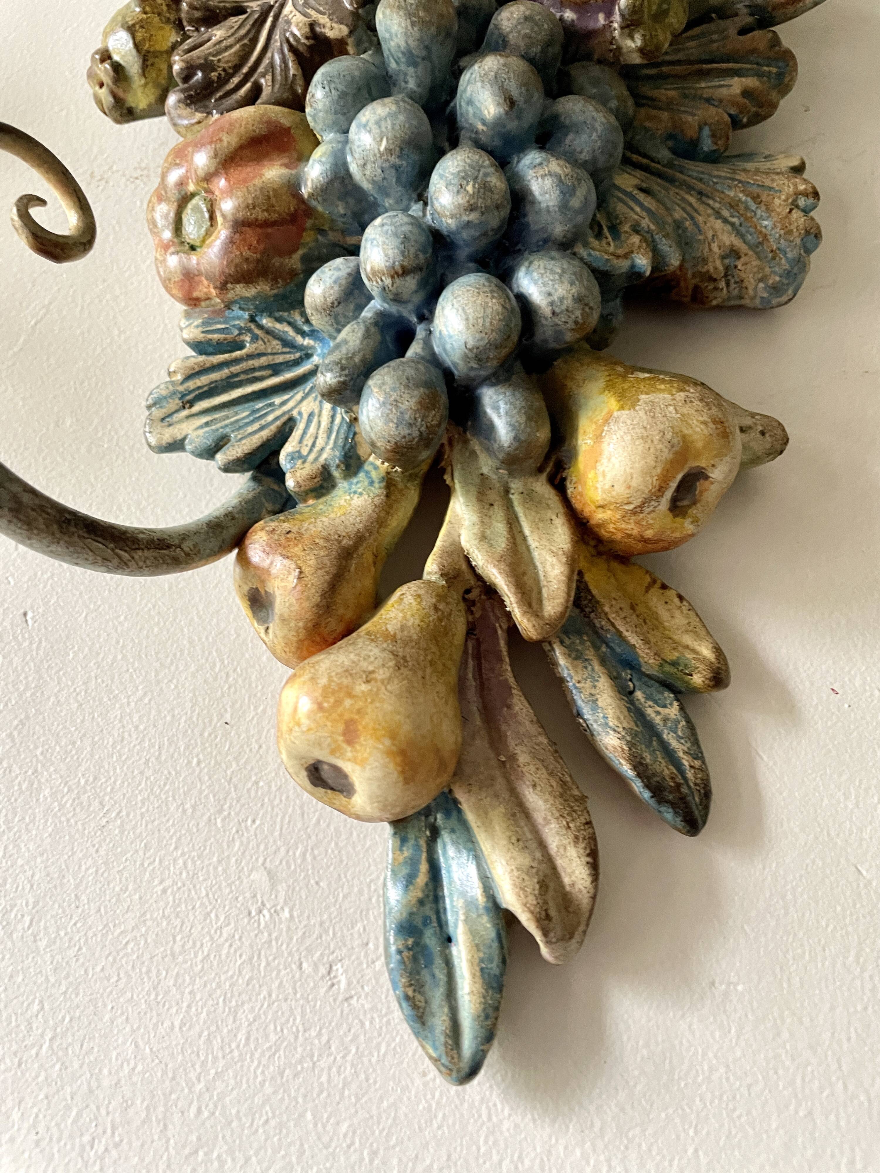 Pair of wooden wall lights, Italy 1950s