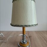 Solid brass candle holder lamp and vintage fabric