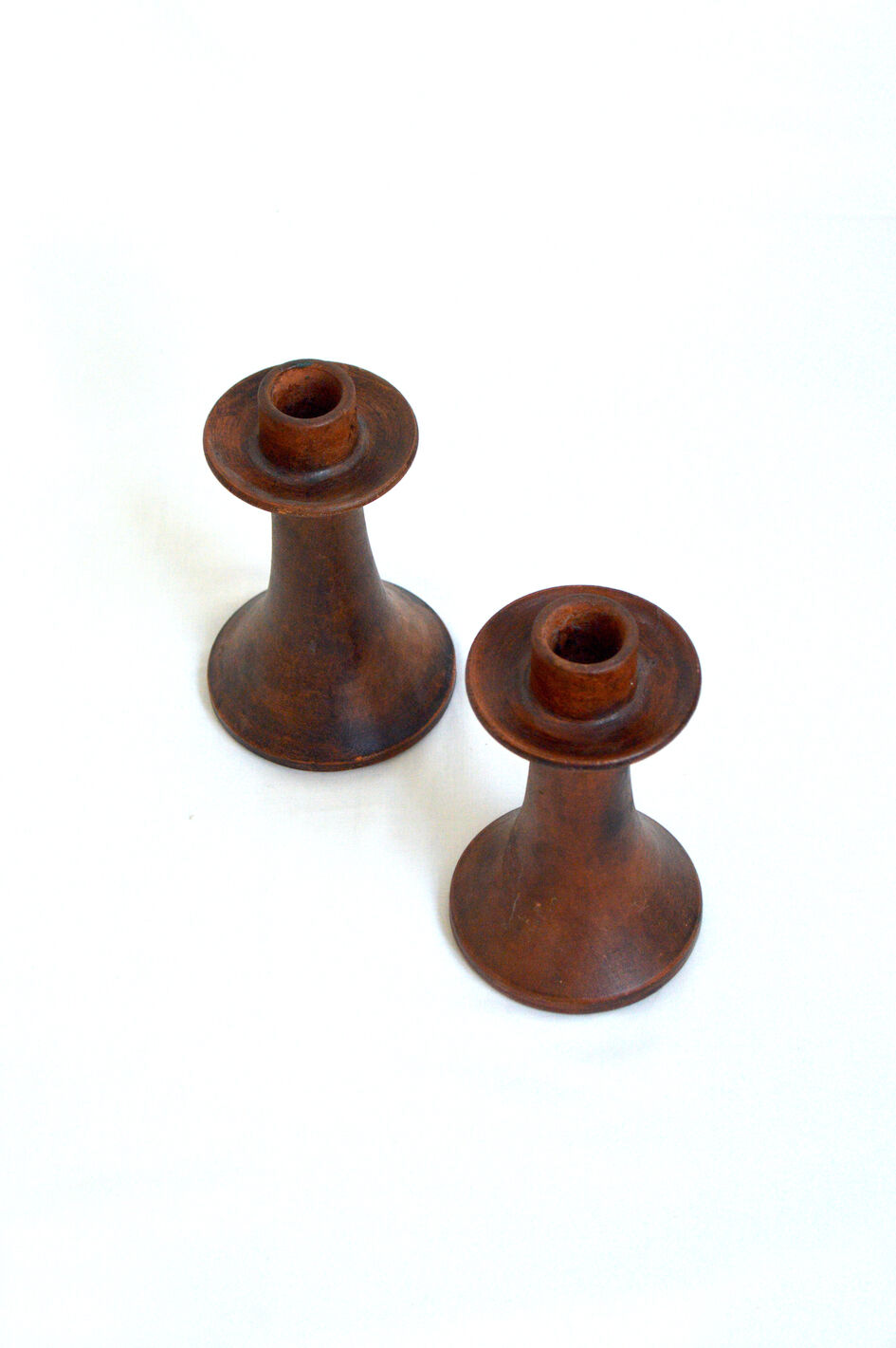Pair of stoneware candle holders