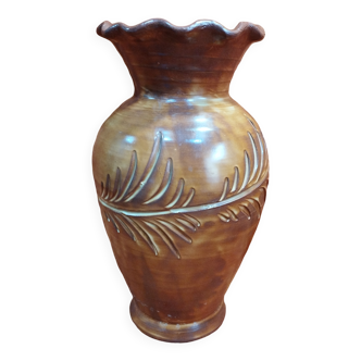 ancien vase tulipe en céramique - poterie signée
