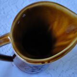 Brown ceramic pitcher with grape cluster decor Sarreguemines
