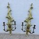 Pair of 86cm castle sconces in gilded wood from the 1940s