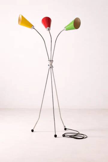 Three-armed floor lamp, Lidokov, 1950s–1960s, Czechoslovakia