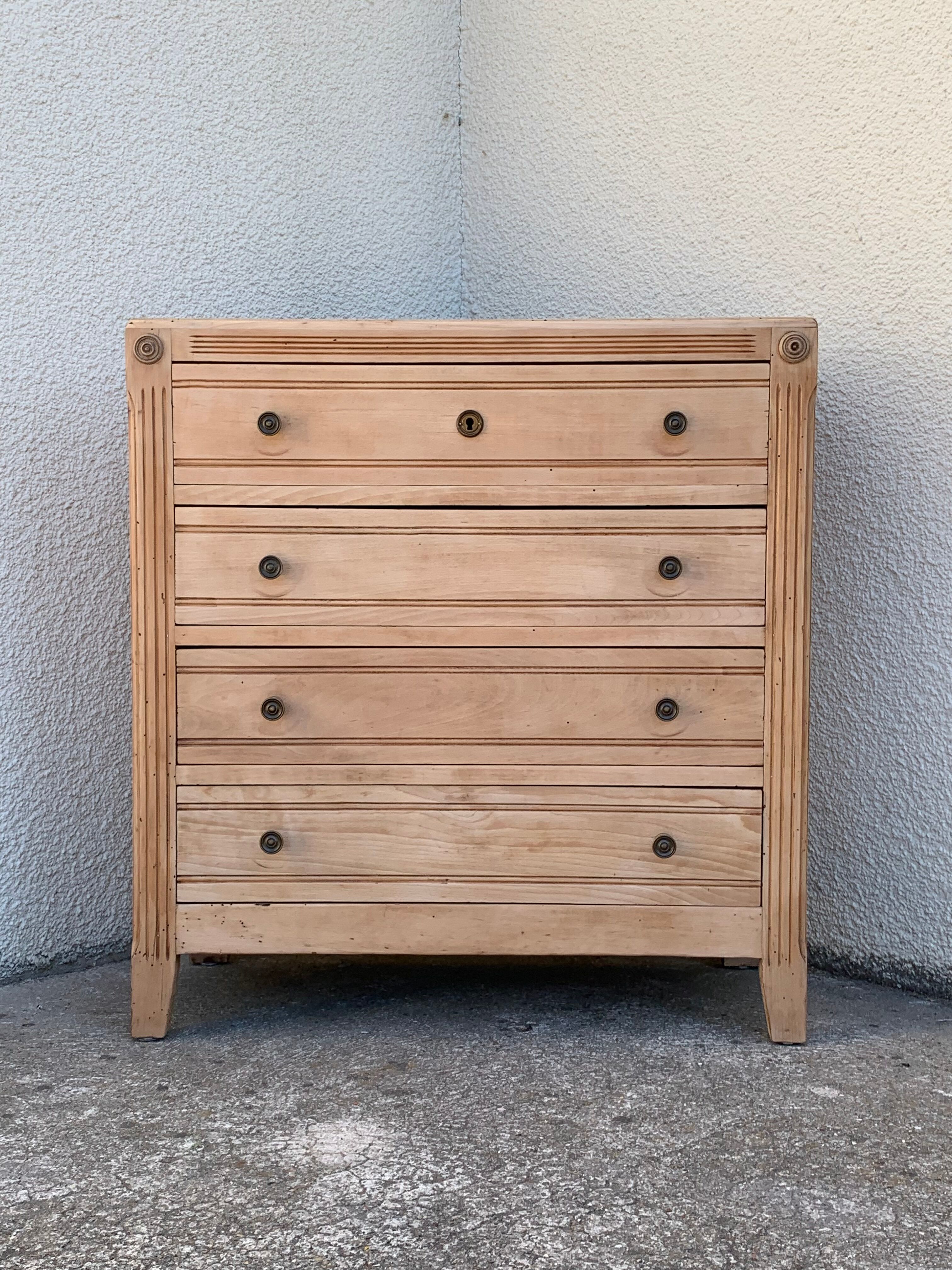 Parisian art deco chest of drawers raw wood