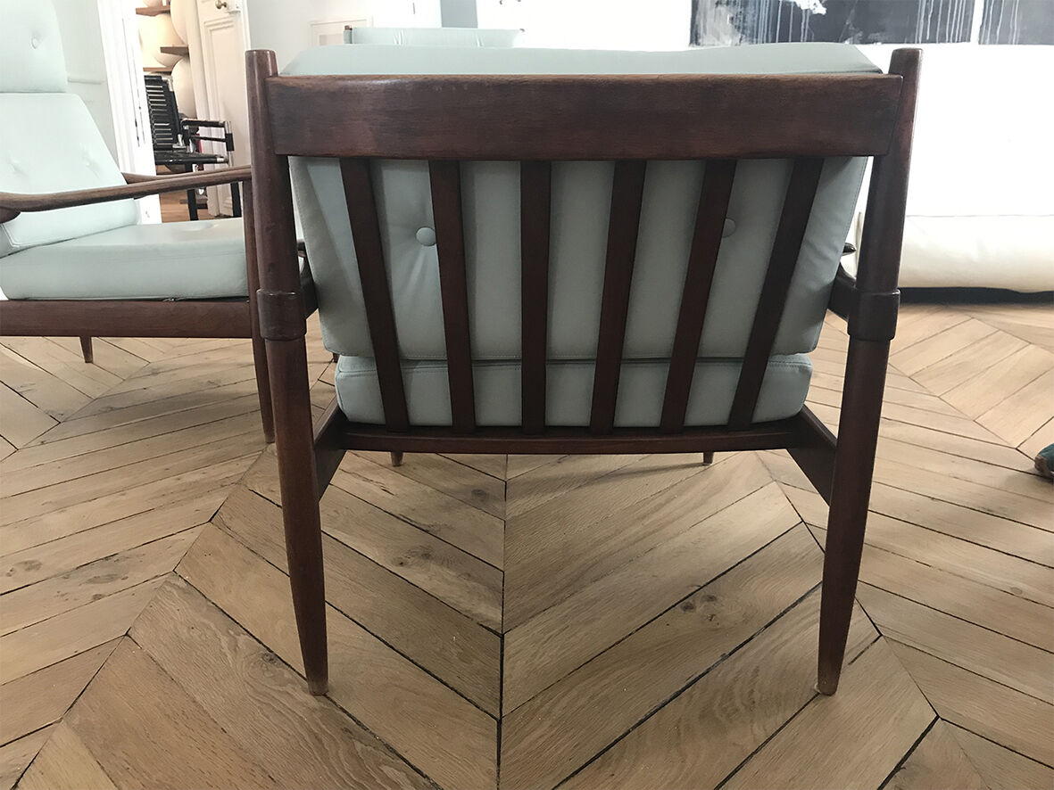 Walnut and leather living room set by beka 1960