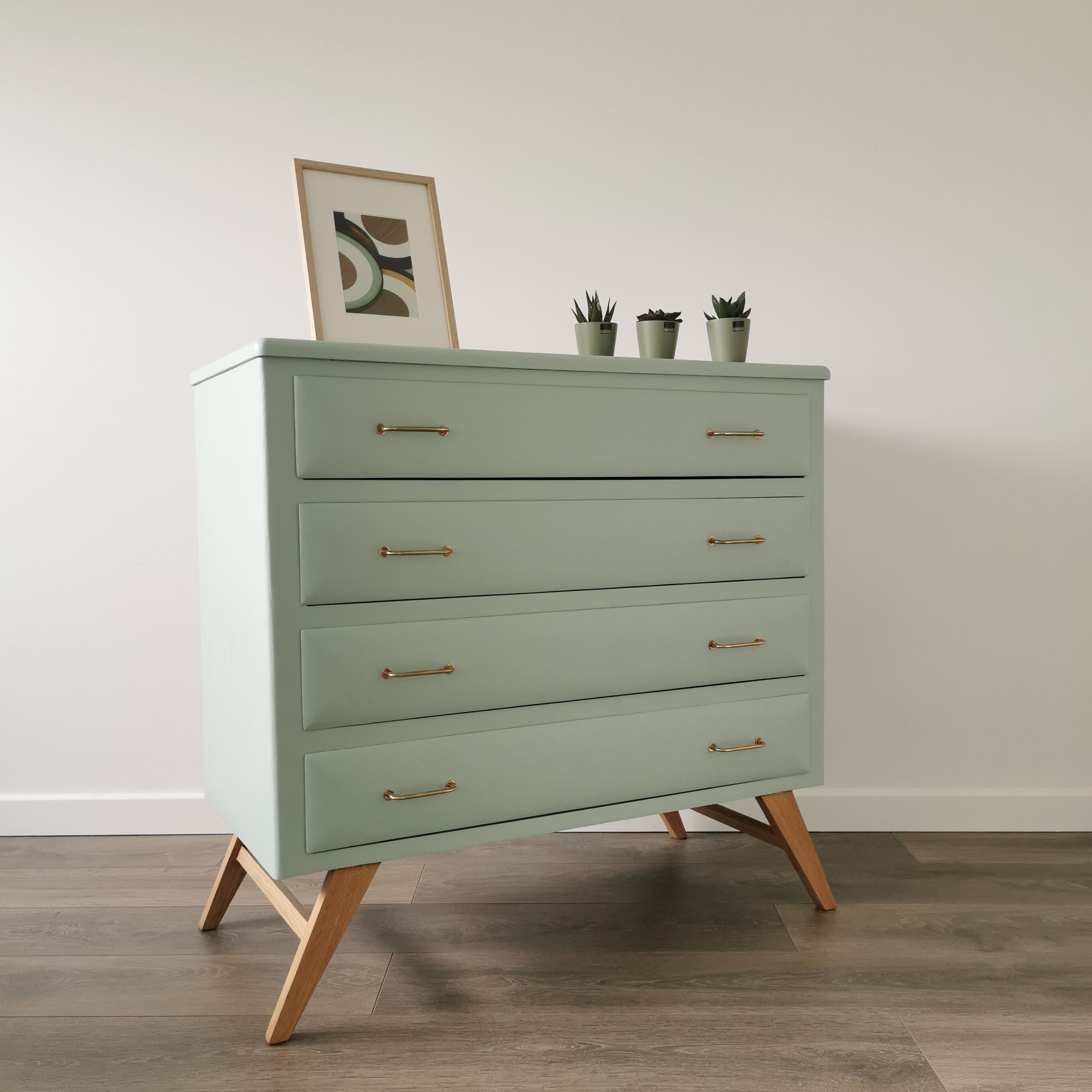 Vintage chest of drawers compass feet