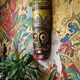 Large Balinese mask carved and hand-painted in wood, Indonesia, 1970s.