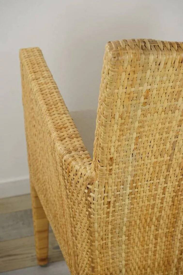 Fauteuil en bois et rotin tressé