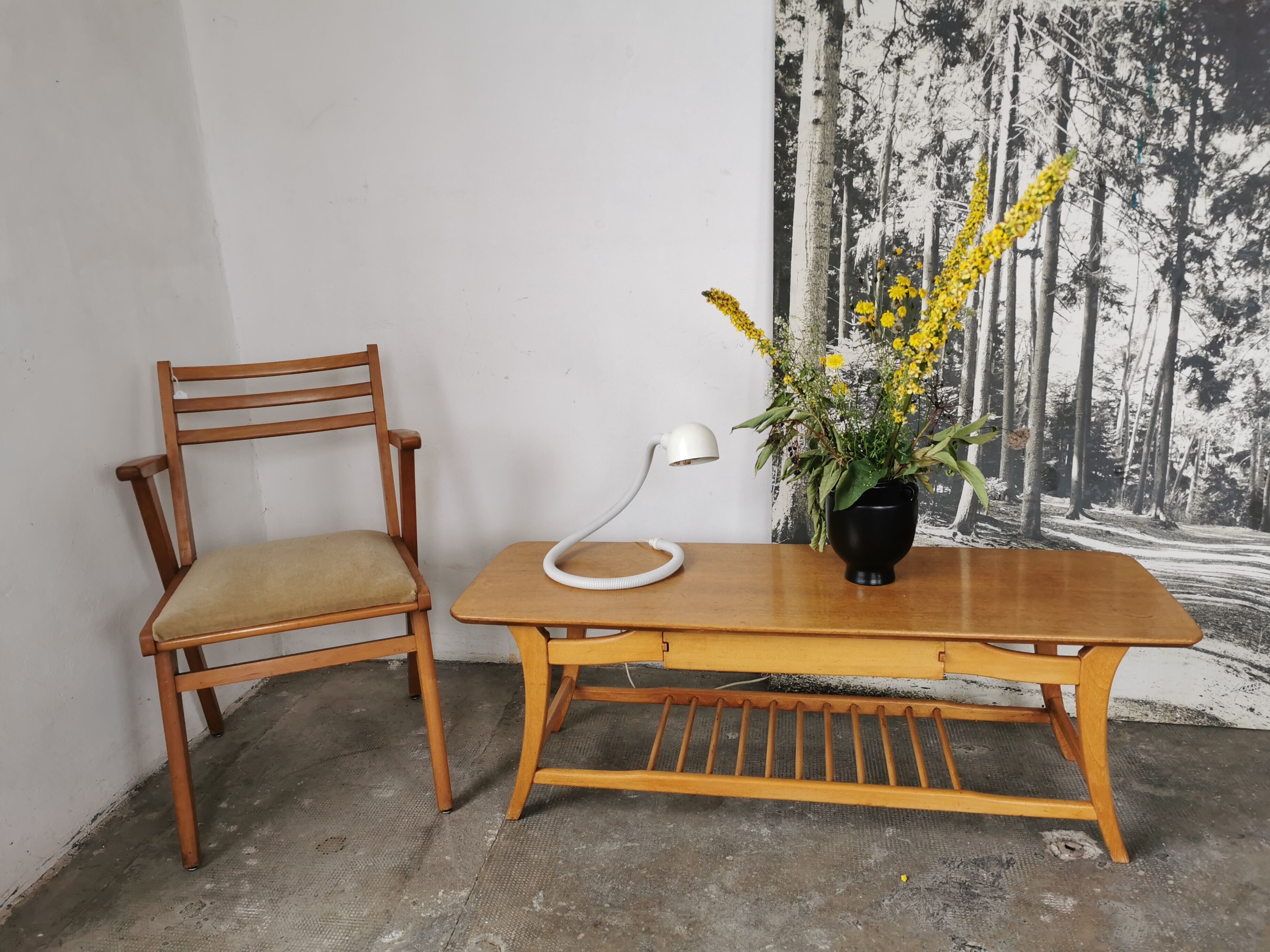 Scandinavian coffee table in blond wood