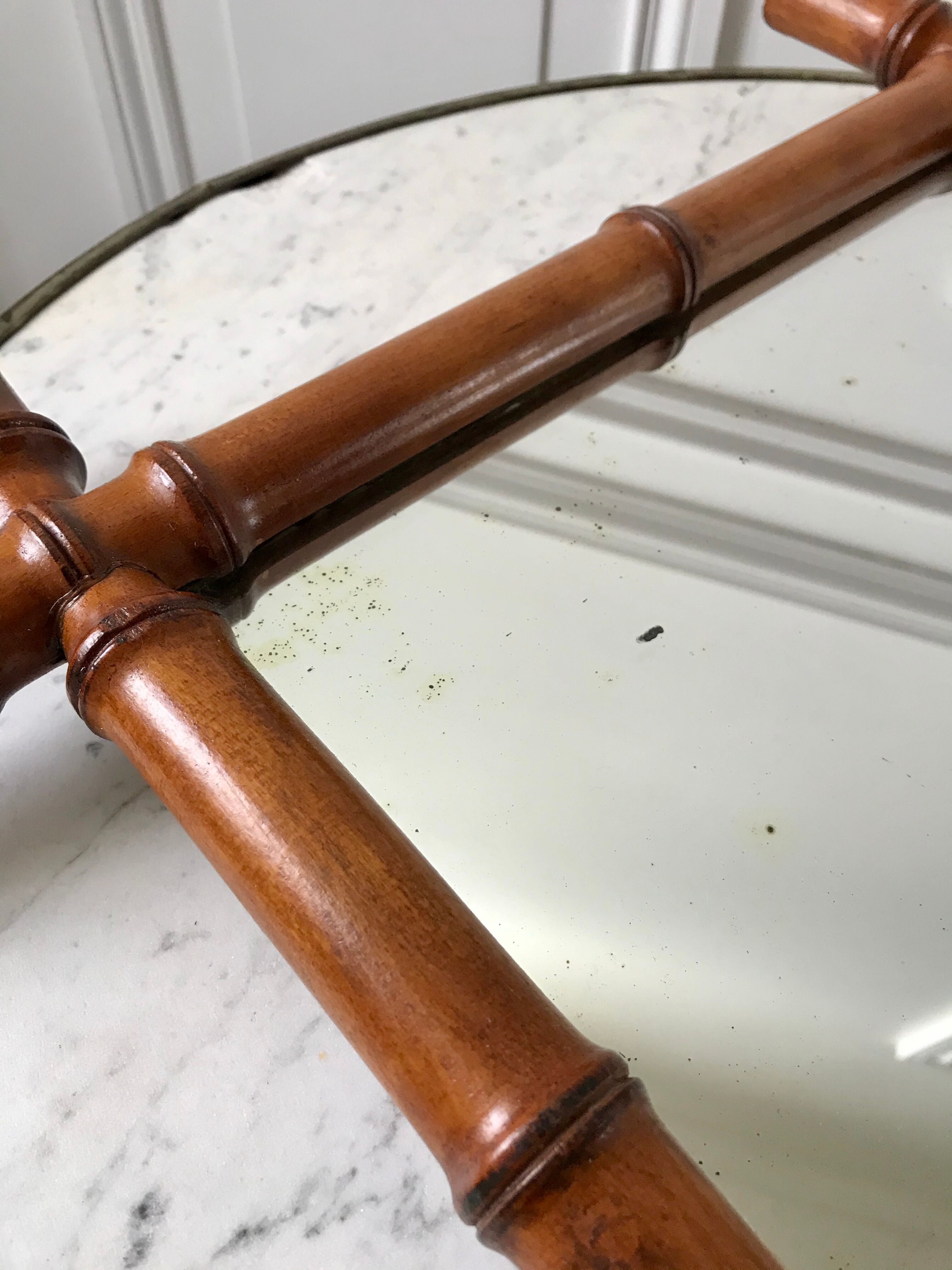 Wooden barber mirror Bamboo style 20-30s