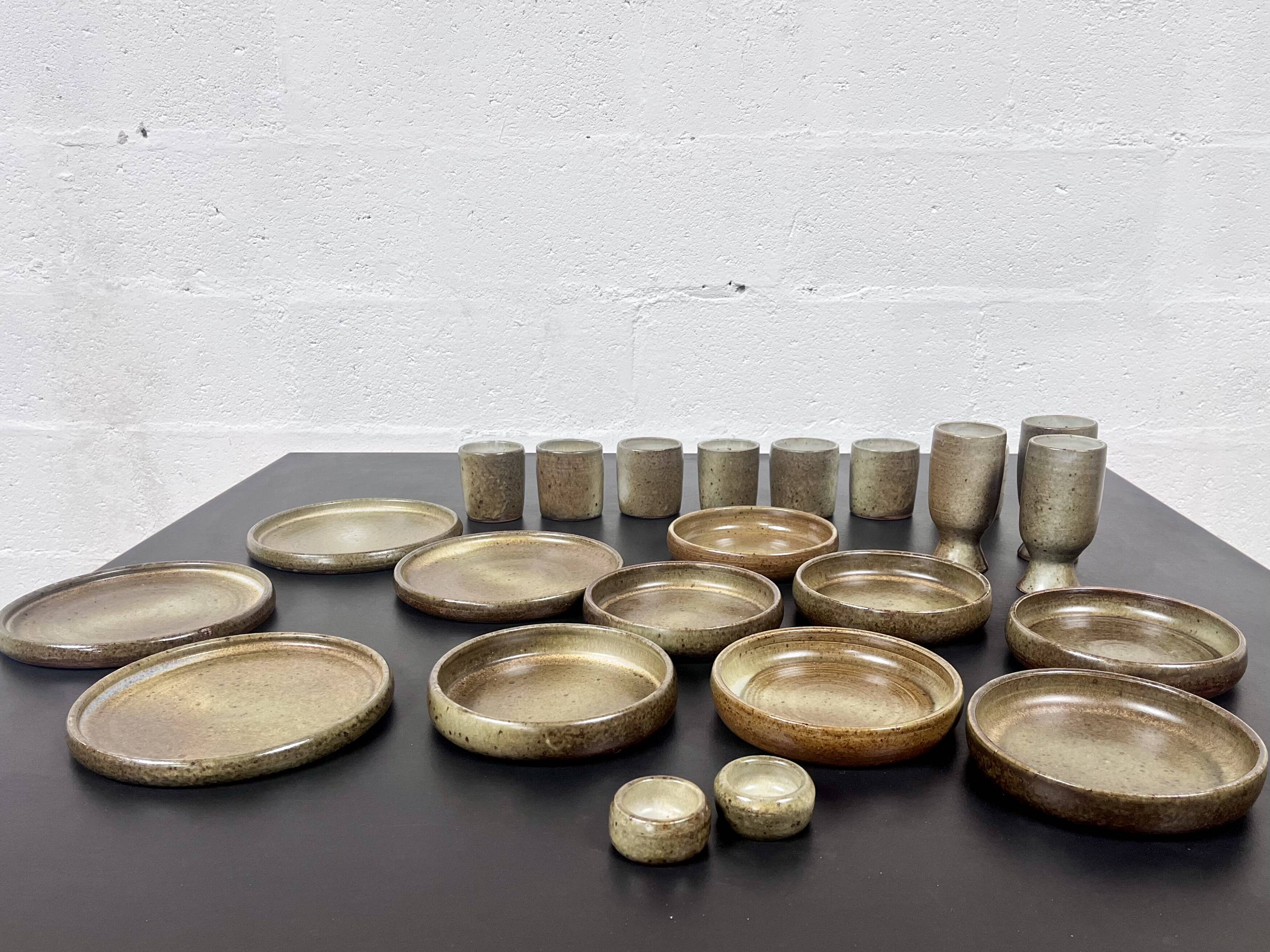 Pyrité stoneware dinner service, La Borne, 1970s