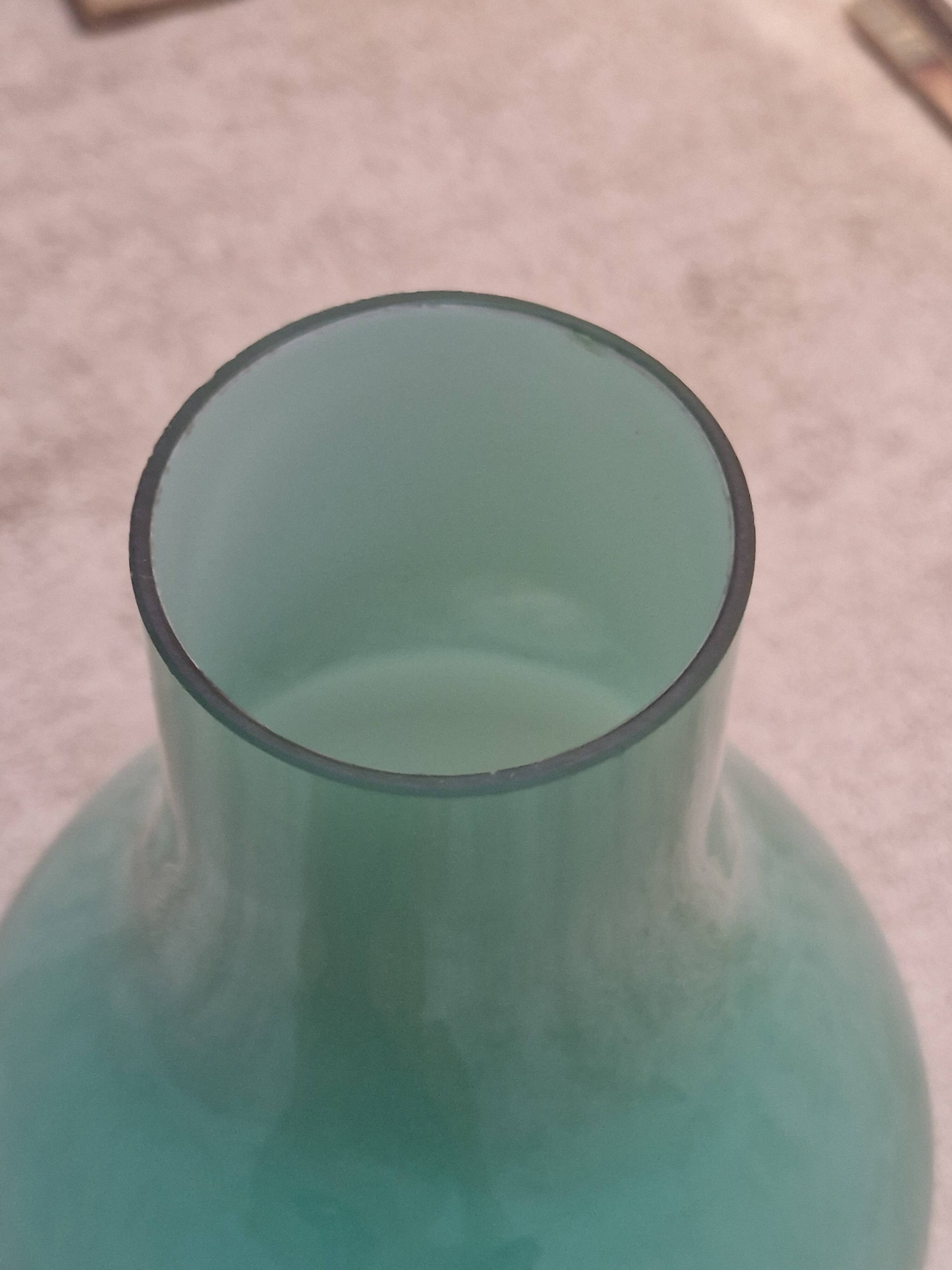 light suspension; Peil&Putzler, emerald green opaline; pear-shaped