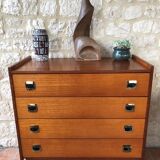 Vintage 60s chest of drawers has 4 drawers edited by Henri Couture