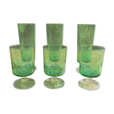 6 verres de couleurs vert clair type Arcoroc en très bon état