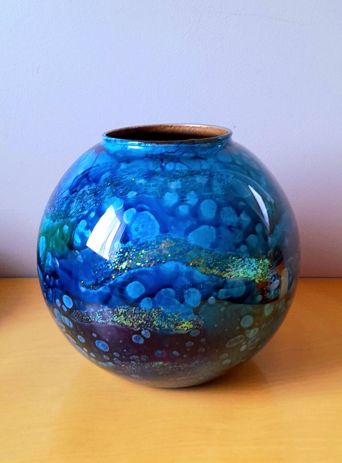 Lacquer vase on glass Jean Noël Bouillet 70s