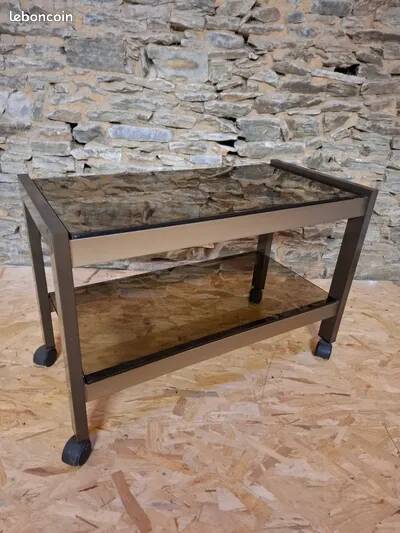 Title: "Chic" Trolley - Brushed Steel & Smoked Glass - Style G