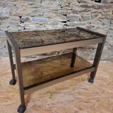 Title: "Chic" Trolley - Brushed Steel & Smoked Glass - Style G