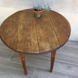 Round table at 2 vintage wood rabats