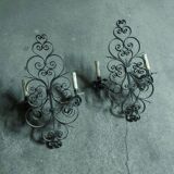 Two large wrought iron wall lights