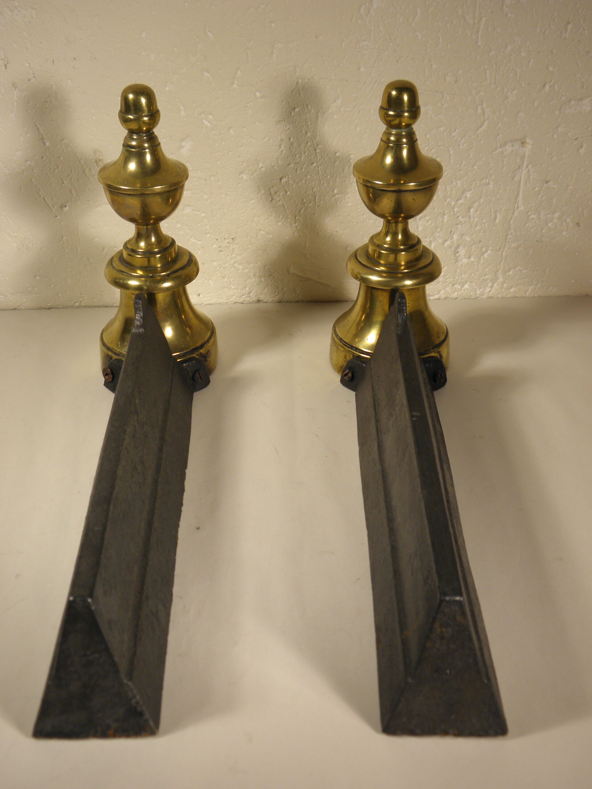 Pair of brass chenets