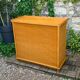 Dresser and its bedside table in cane rattan and vintage oak from the 1970s.