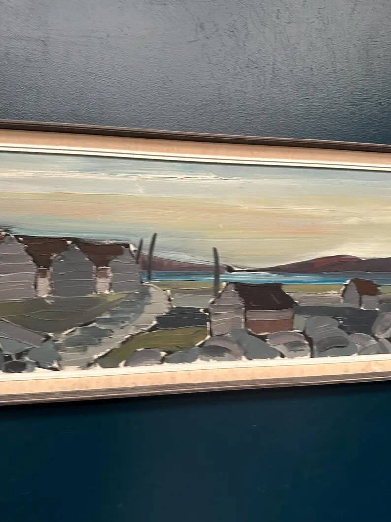 XL Original Swedish Oil on Canvas “Coastal Village” by Bo Sjöberg –Signed