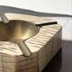 Italian ashtray in ivory zebra resin and brass, 1970s design.