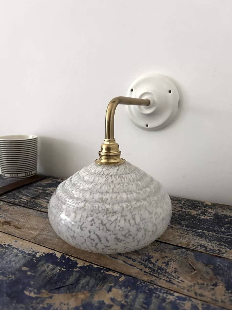 White speckled Clichy glass wall light