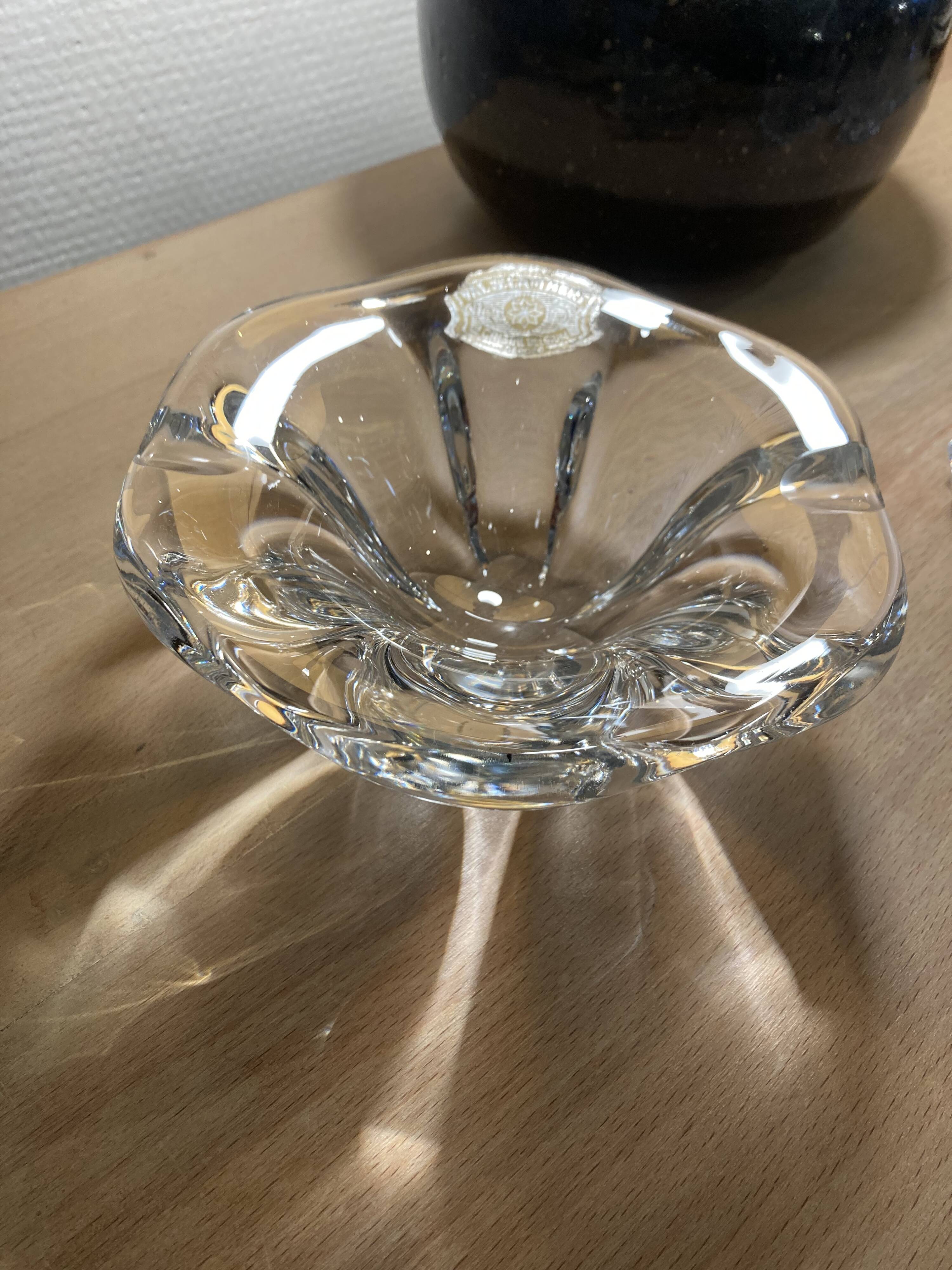 Val Saint Lambert crystal ashtray empty pocket