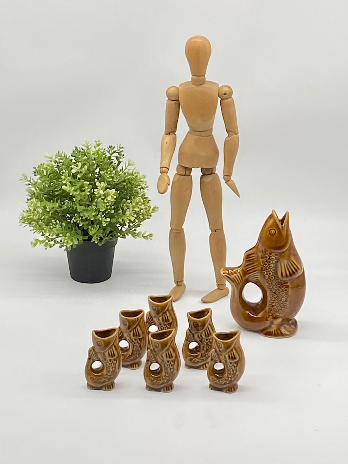 Liquor service Fish / vintage / ceramics / Vallauris style /