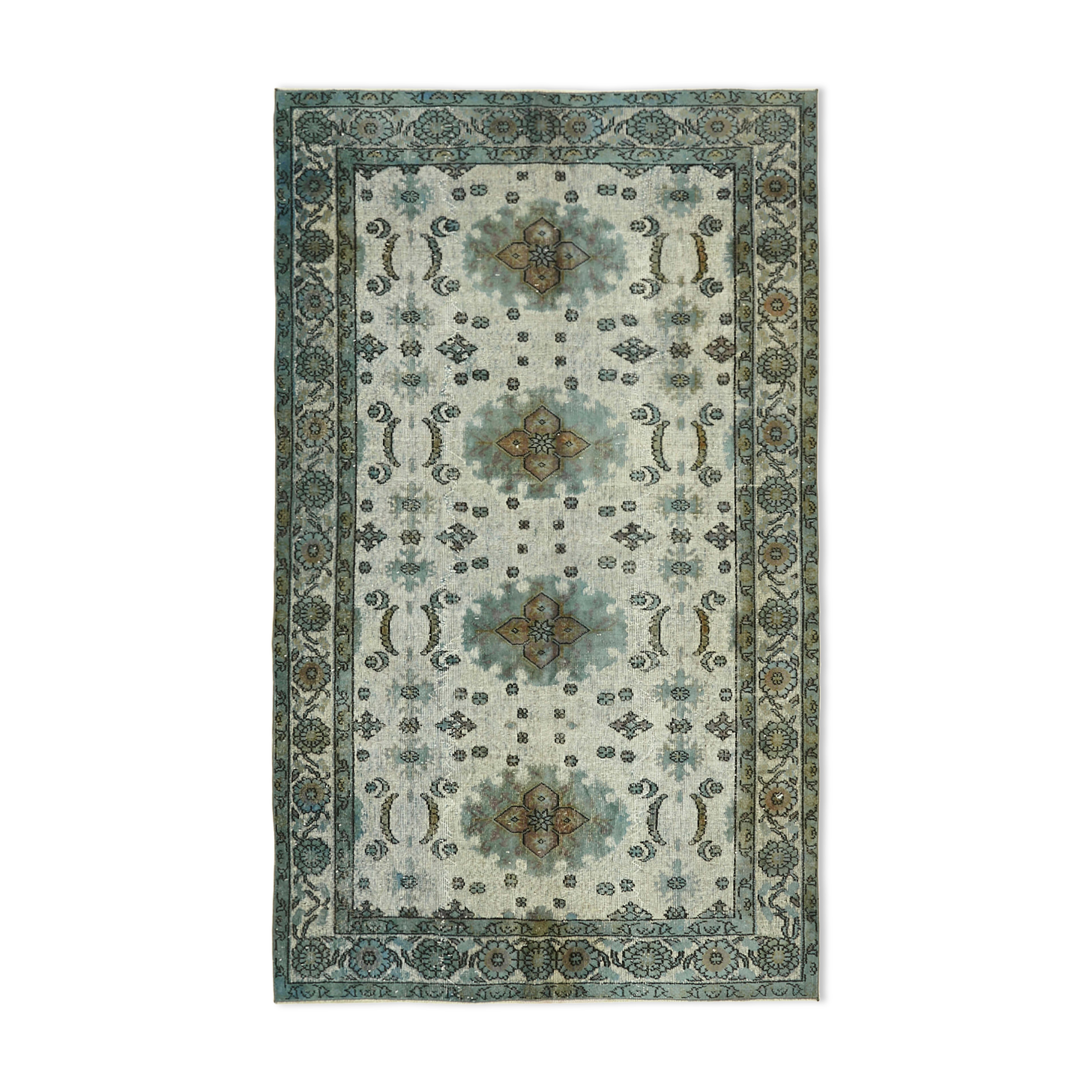 Handmade Hi-Low Pile Oriental 1980s 175 cm x 286 cm Blue Rug