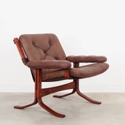 Fauteuil en cuir, design norvégien, années 1970, production : Norvège