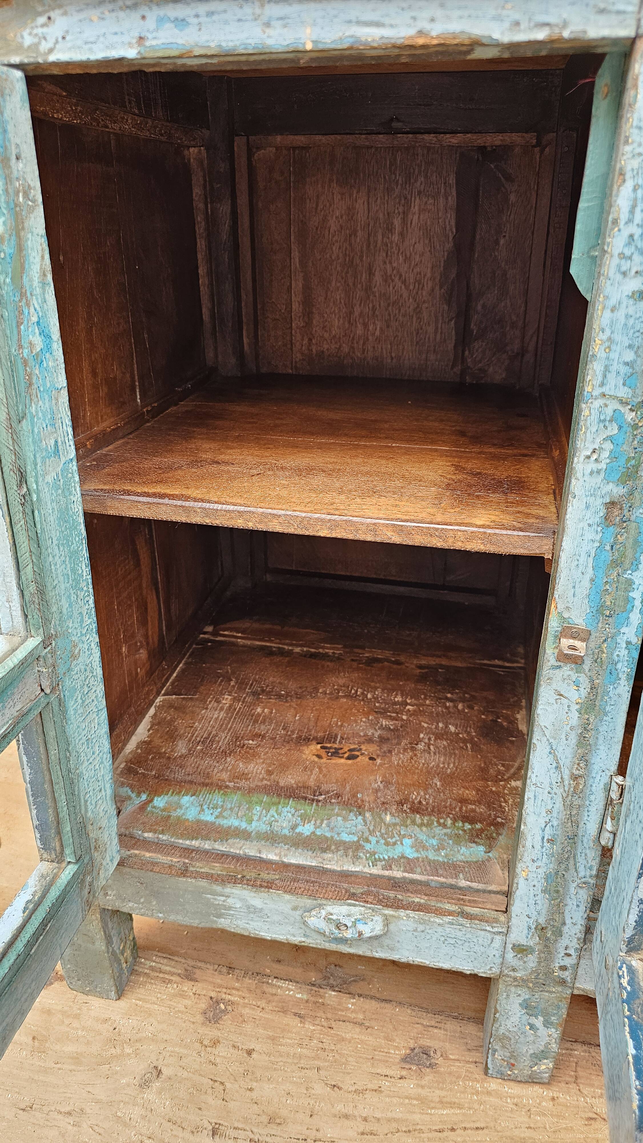 Antique glass-fronted buffet in Burmese teak
