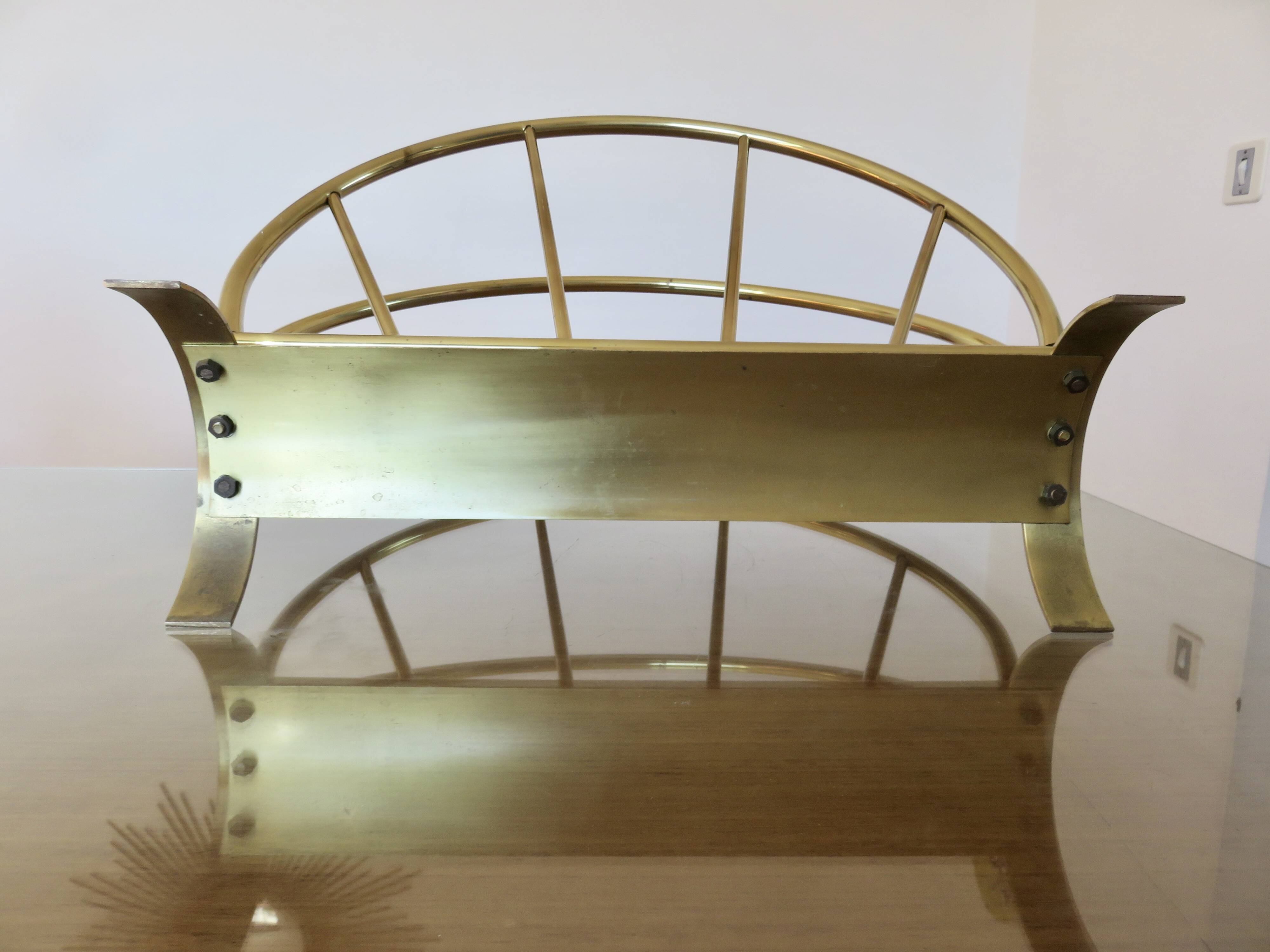 Golden brass magazine rack, Italy, 1950