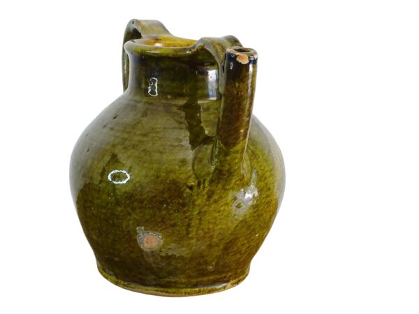 Ancienne cruche ou orjol français à glace verte