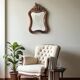 Antique Louis XV style wooden scalloped mirror