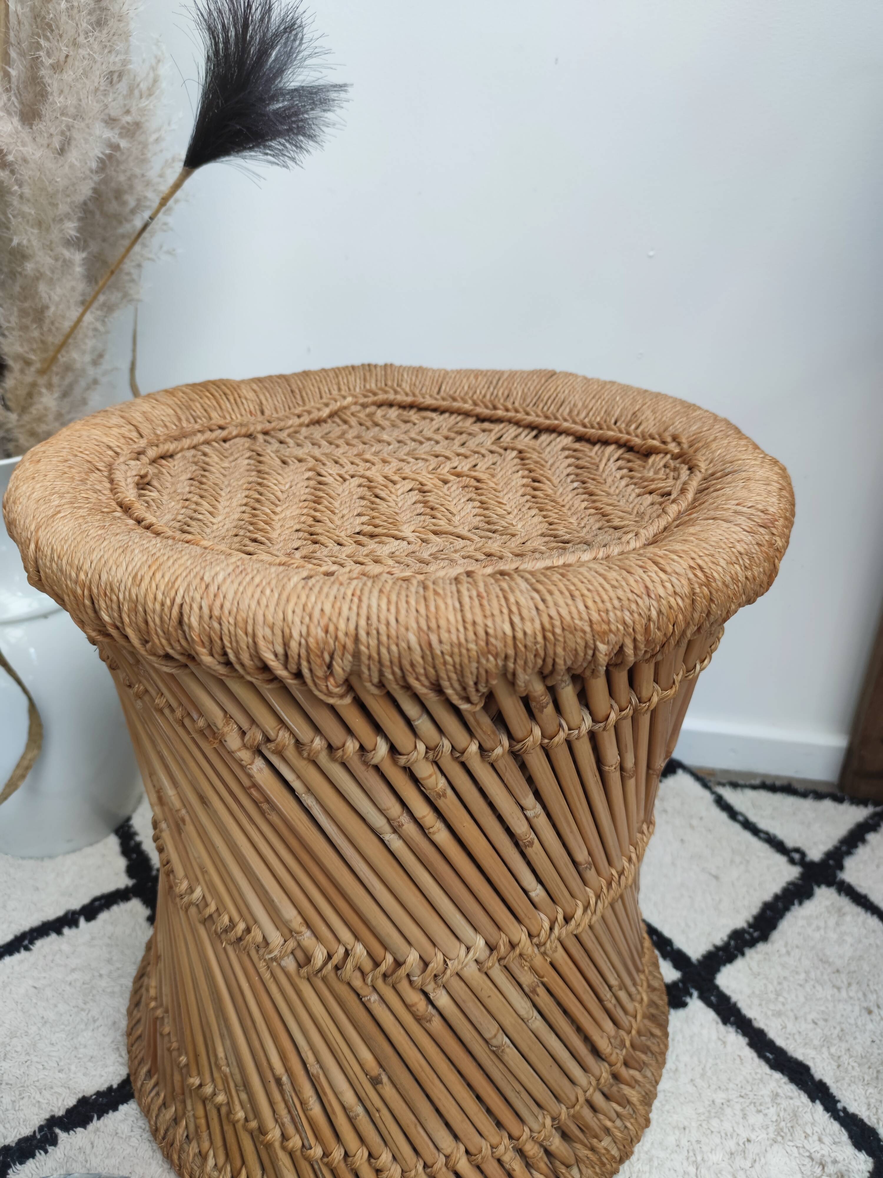 Bamboo pouf and rope