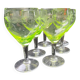 Set of 6 antique engraved glasses in uranium glass – Art Deco