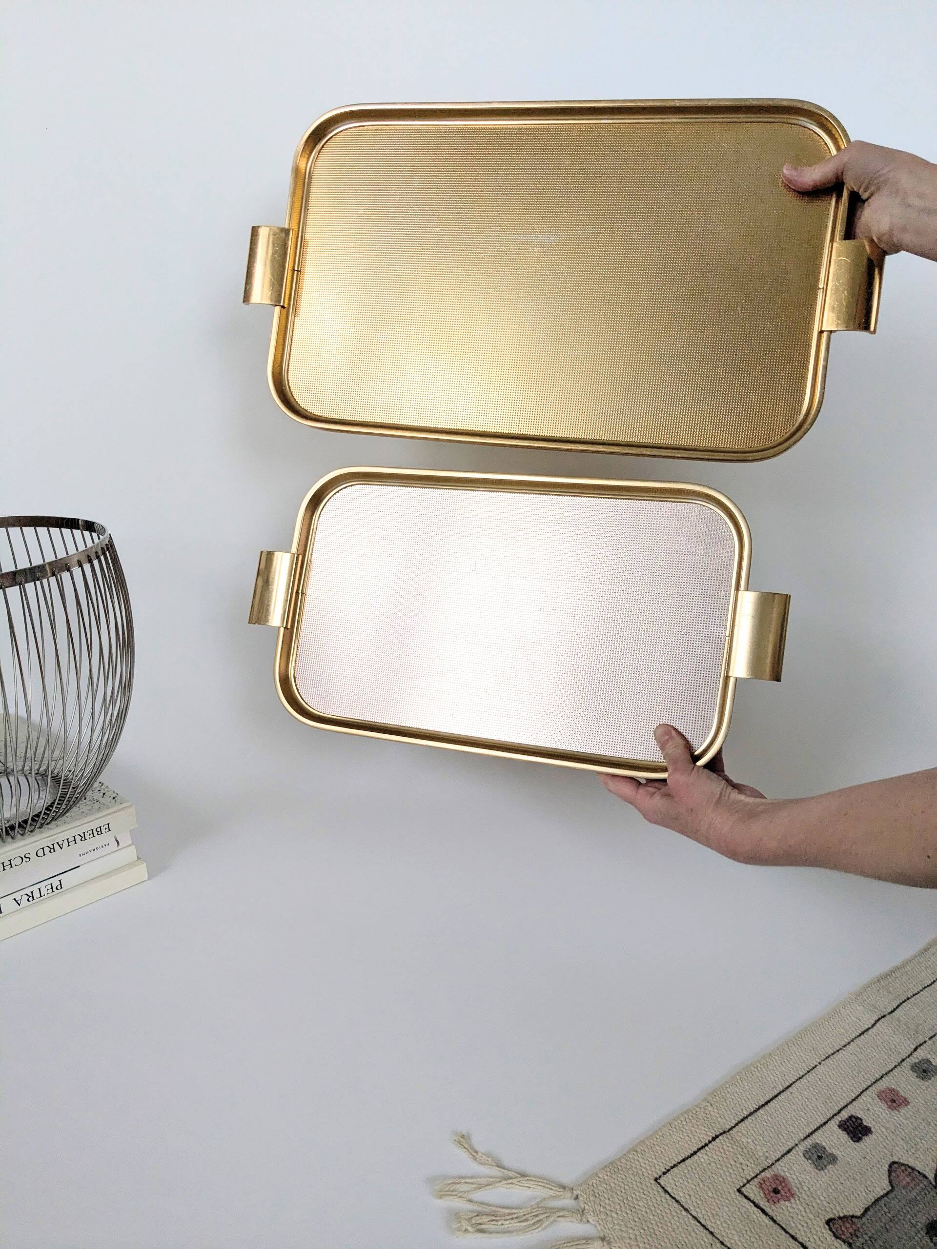 60s Cocktail Trays | Set of 2 | Gold Metal