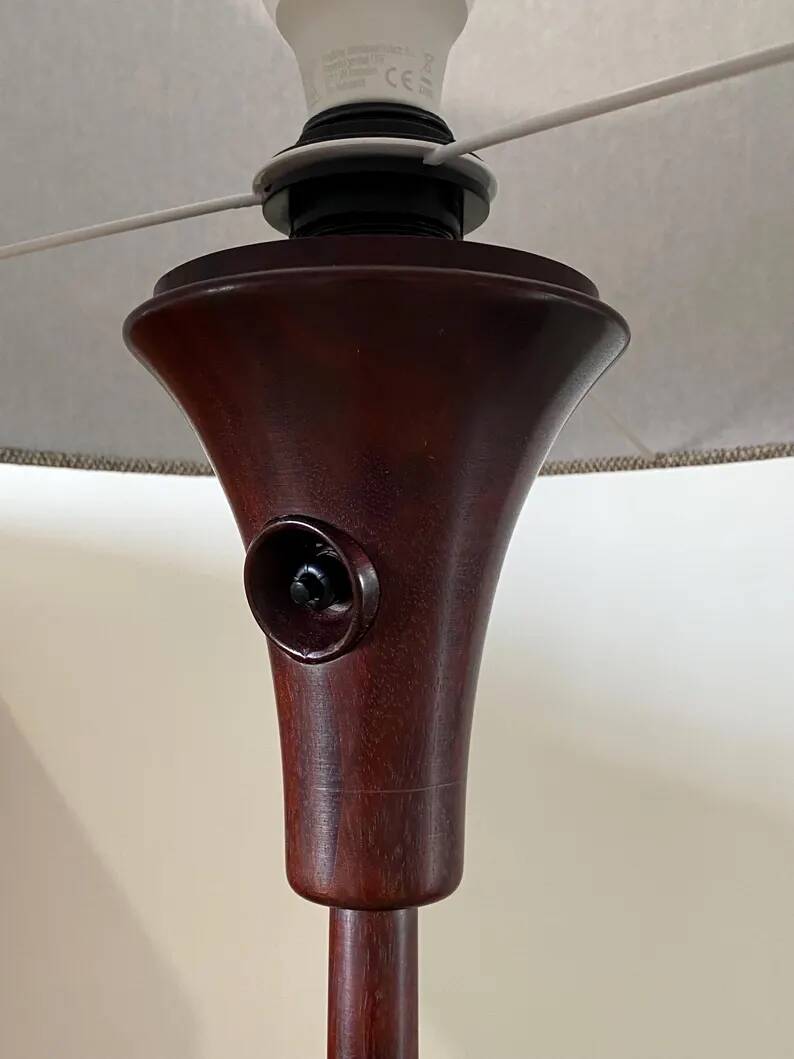 Art Deco floor lamp in solid mahogany 1940s