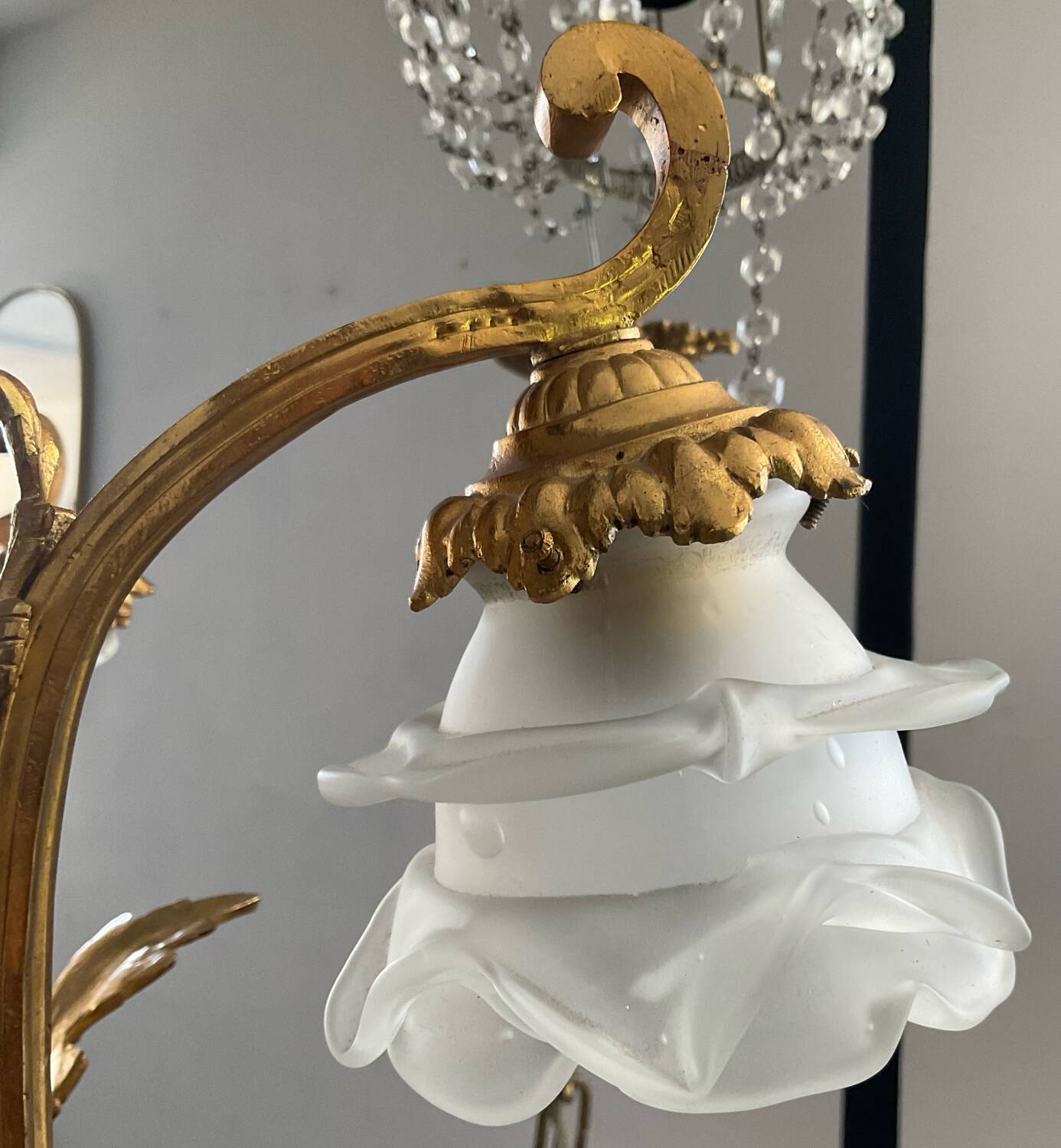 Large 19th century Empire Montgolfière chandelier in bronze and crystal