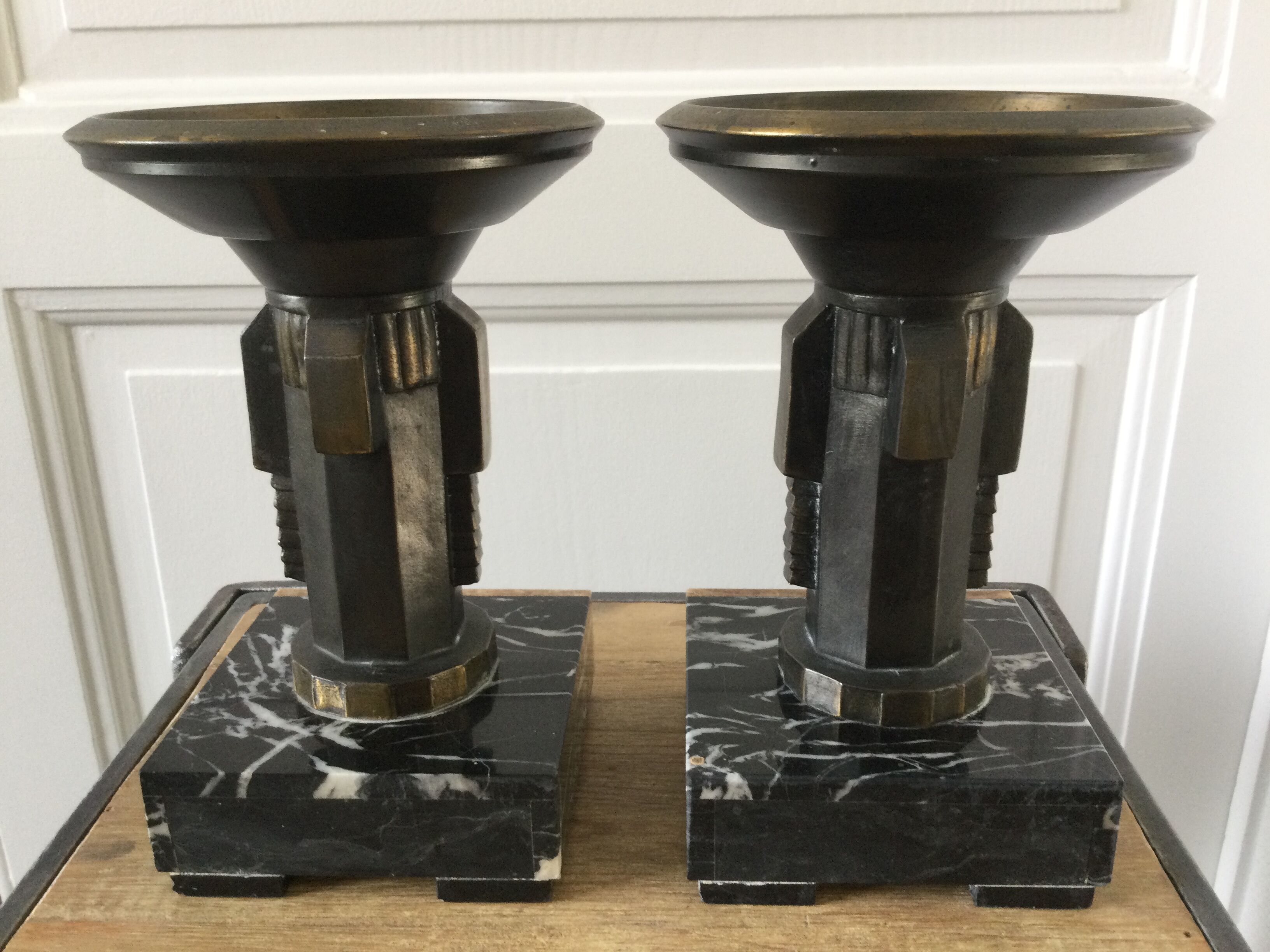 Pair of empty pocket or candle holder 40s art deco