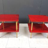 Pair of lacquered goatskin side tables by Aldo Tura, 1960s