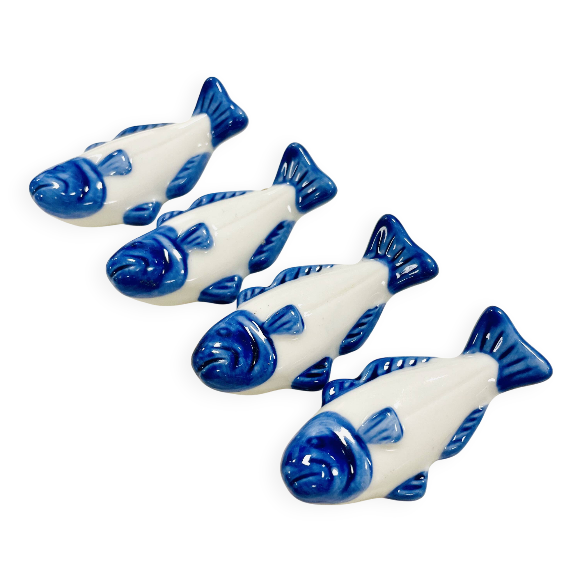 Set of 4 ceramic chopstick rests / cutlery rests - Fish shape