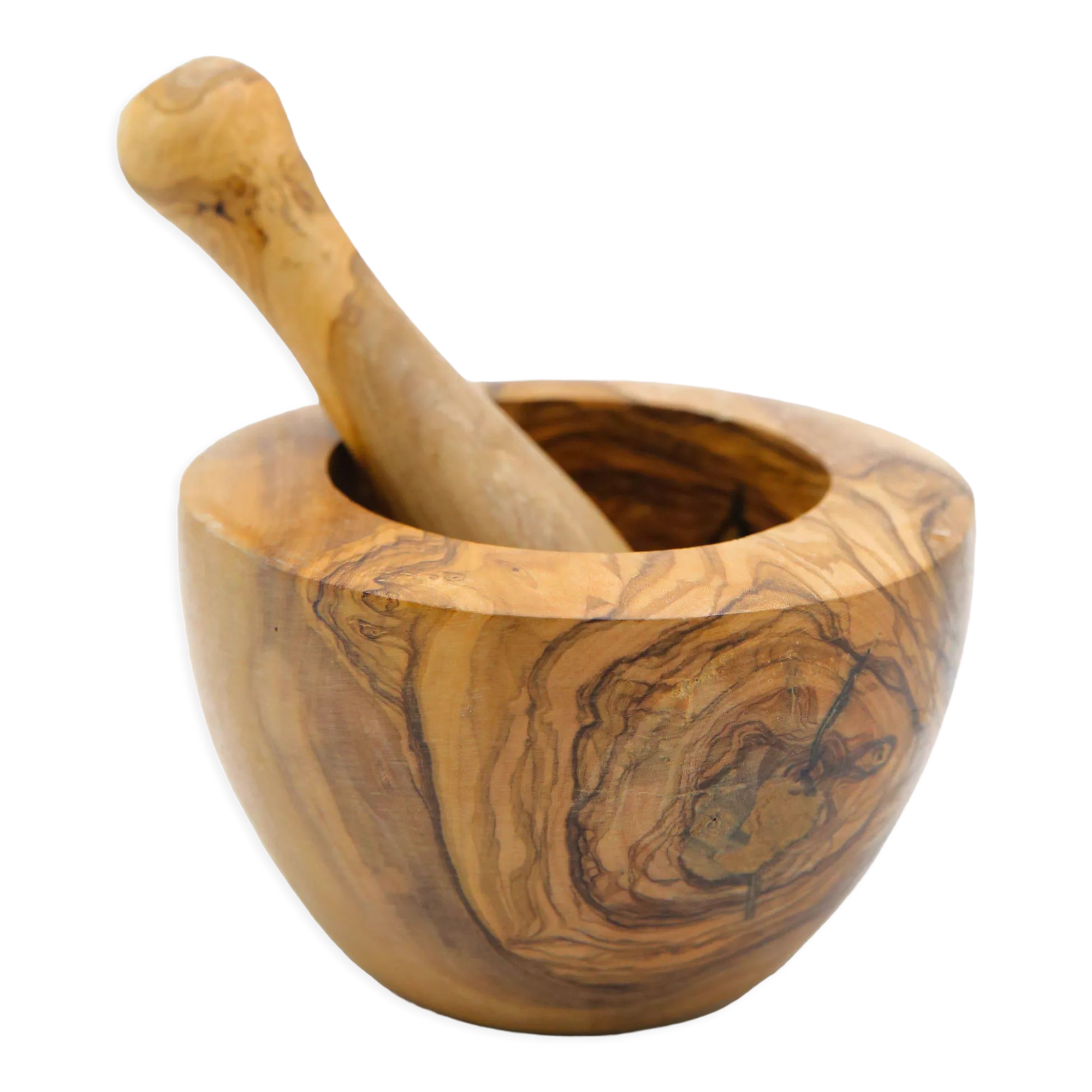 Mortier provençal et son pilon artisanaux en bois d'olivier