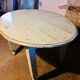 Oval bistro table from the 1930s with a lovely light blue patina