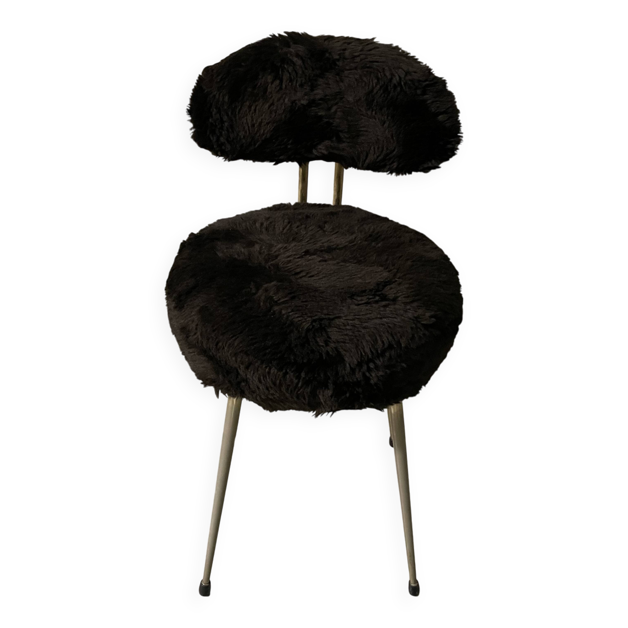 Chaise Pelfran en fausse fourrure, années 70